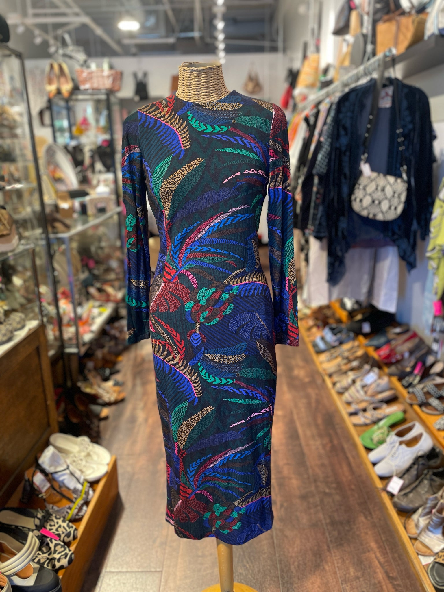FARM Rio jewel tones Viscose blend Printed NWT! Dress, Size S