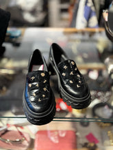 Load image into Gallery viewer, Karl Lagerfeld Black Leather Embellished Loafer, Size 8.5
