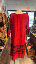 Load image into Gallery viewer, Biba red &amp; black Cotton Stripe Longsleeve Dress
