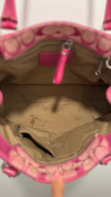 Load image into Gallery viewer, Coach Pink Leather &amp; Canvas Logo Size Medium shoulder bag Purse
