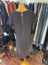 Load image into Gallery viewer, Ted Baker Blue &amp; Gold Viscose blend dotted lines NWT! Dress, Size 3=L
