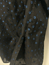 Load image into Gallery viewer, AKRIS black &amp; blue Viscose metallic dot Longsleeve sheer Top, Size 14
