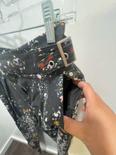 Load image into Gallery viewer, Kawakey Charcoal Cotton paint &amp; plants print attached belt Pant, Size M

