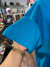 Load image into Gallery viewer, Johnny Was Turquoise Cotton embroidered Short sleeve Ruffle Trim Dress, Size L
