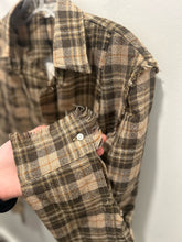 Load image into Gallery viewer, Moussy tan &amp; brown Wool Blend Plaid button down NWT Top, Size O/S
