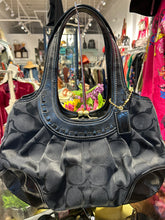 Load image into Gallery viewer, Coach Black Monogram W/kisslock detail Purse, AS IS minor wear inside
