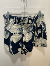 Load image into Gallery viewer, Eleanor Leftwich blue &amp; ivory Cotton poppies stretch waist Shorts, Size S
