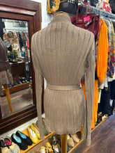 Load image into Gallery viewer, Erica Tanov Taupe pima cotton knit Open front Belted Sweater
