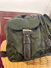 Load image into Gallery viewer, Prada Army Green Logo Size Small backpack Purse
