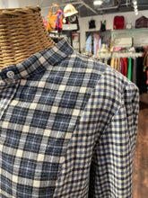 Load image into Gallery viewer, TWP Blue &amp; White Cotton Checkered Button up Top, Size M
