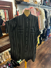 Load image into Gallery viewer, RUTI Black &amp; White striped button down belt detail Dress
