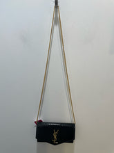 Load image into Gallery viewer, YSL Black &amp; Gold patent leather python envelope Purse
