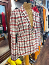 Load image into Gallery viewer, T-Jacket Black, white &amp; red Cotton Blend Plaid crinkle Blazer, Size M
