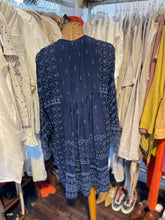 Load image into Gallery viewer, Johnny Was Navy Cupra Blend Floral Button up longsleeve Dress, Size L
