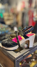 Load image into Gallery viewer, hasbeens Black w/wood heel clog sandal, Size 39
