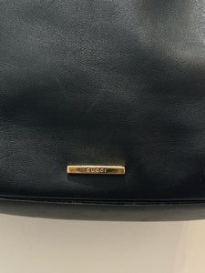 GUCCI Black Leather gold hardware Size M Assymetrical Purse