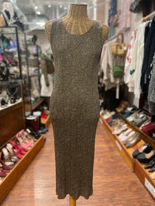 Pleats Please Issey Miyake Light Brown Multi Pleats Spotted Sleeveless Dress, Size 4=XL