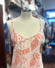 Load image into Gallery viewer, Kerry Cassill coral &amp; beige Cotton Floral Spaghetti strap Dress
