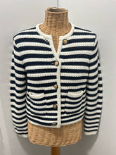 Load image into Gallery viewer, ba&amp;sh Black &amp; White cotton &amp; polyamide stripes Button up knit Sweater
