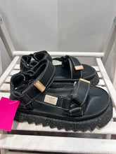 Load image into Gallery viewer, Marsell x Suicoke Black Leather Size 37 ankle &amp; toe strap jagged platform Shoe
