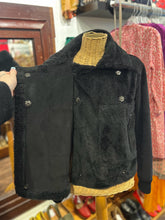 Load image into Gallery viewer, RUTI Black Polyester fuzzy Cropped asymmetrical Jacket
