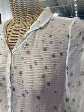 Load image into Gallery viewer, Lilith Beige &amp; Gray sheer dots Short sleeve Dress, Size S
