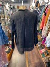 Load image into Gallery viewer, JAGA Black Linen sheer Tunic style Top
