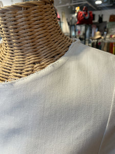 Erica Tanov off beige Cotton Longsleeve frayed Dress, Size 1=Small