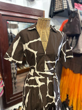 Load image into Gallery viewer, Rails Brown &amp; cream Cotton animal Short sleeve Belted Dress
