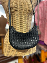 Load image into Gallery viewer, Bembien Black Leather Woven Size Mini crossbody Purse
