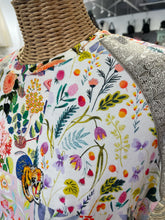 Load image into Gallery viewer, Johnny Was white &amp; multi Bamboo plants &amp; tiger tee shirt bat wing sleeves Top, Size S
