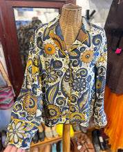 Load image into Gallery viewer, Heirlome multicolor Silk Psychadelic Longsleeve Buttons Top
