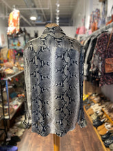 Load image into Gallery viewer, Khaite grey and brown Silk Snakeskin Print Longsleeve Button Up Top, Size 2
