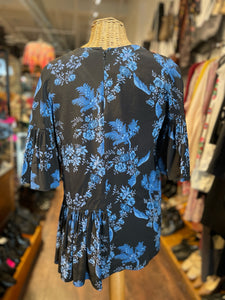Stella McCartney Blues Silk Floral ruffle detail Top