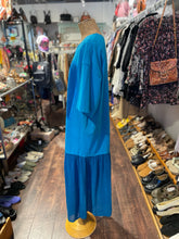 Load image into Gallery viewer, Johnny Was Turquoise Cotton embroidered Short sleeve Ruffle Trim Dress, Size L
