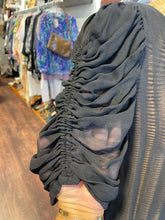 Load image into Gallery viewer, de pietri Black sheer ruffled sleeves Top, Size 44
