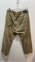 Load image into Gallery viewer, R13 Olive Cotton Distressed Assymetrical button Jeans, Size 28
