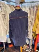 Load image into Gallery viewer, Johnny Was Navy cupra/rayon embroidered Button up Top, Size XS
