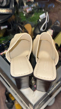 Load image into Gallery viewer, Mercedes Castillo Cream &amp; Brown Leather Open Toe wedge Sandal, Size 38
