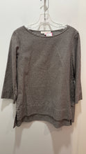 Load image into Gallery viewer, Ann Mashburn white and brown Cotton Gingham Boatneck side slit Top, Size M
