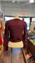 Load image into Gallery viewer, SANDRO Maroon Viscose blend zig zag cutouts Button Up Sweater, Size S/M
