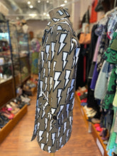 Load image into Gallery viewer, Missy Skins Taupe, Black, White Cotton &amp; Poly Lightning Bolts Button Down Trench, Size S
