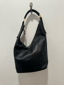 GUCCI Black Leather gold hardware Size M Assymetrical Purse