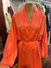 Load image into Gallery viewer, Lunya bright salmon Silk Tie Waist open front Top
