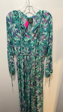 Load image into Gallery viewer, Catherine Prevost Green &amp; Pink tropical Flowy Maxi Dress, Size M

