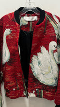 Load image into Gallery viewer, Victoria,Victoria Beckham green, white&amp;red Acrylic Blend swan Bomber Jacket, Size 4
