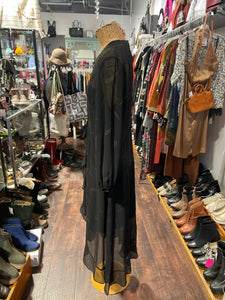 The Kooples Black Viscose Paisley v neck sheer Dress, Size 3=L