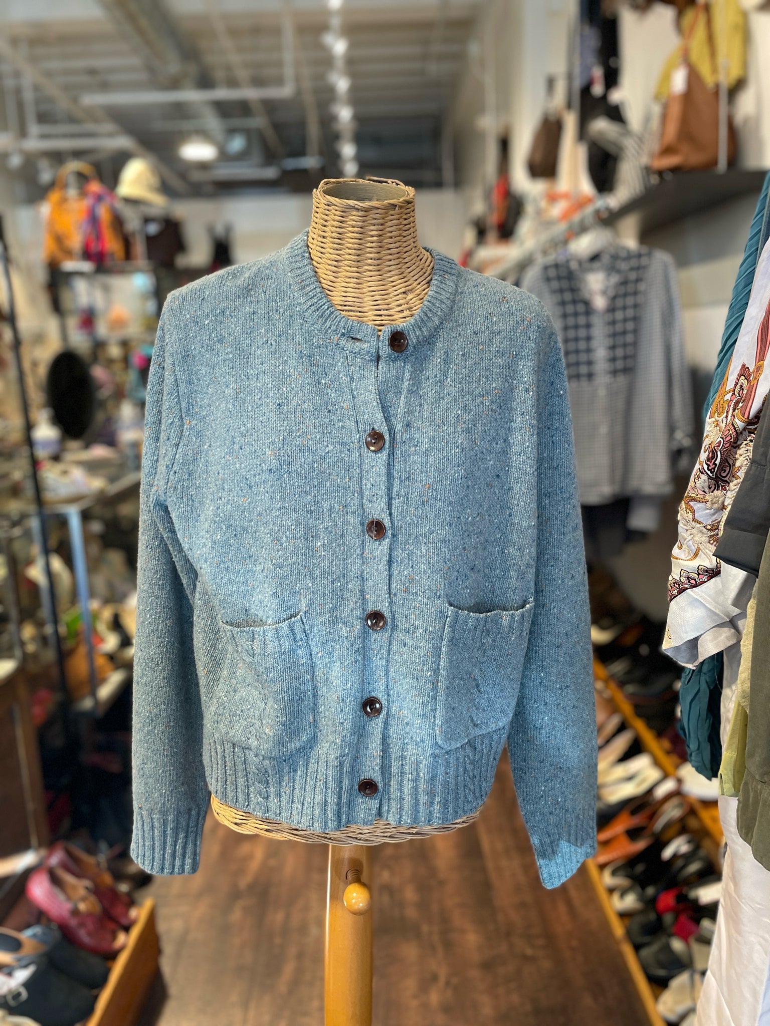 Alex Mill Blue Wool & alpaca Button Up Sweater, Size L