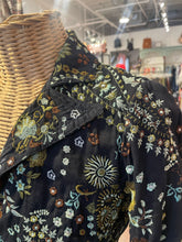 Load image into Gallery viewer, Johnny Was Black &amp; Green embroidered longline Gently Worn Coat, Size XS
