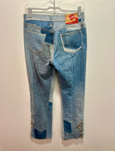Load image into Gallery viewer, Adriano Goldschmeid blue &amp; multi-color Cotton colorblock Floral Embroidery Jeans, Size 27

